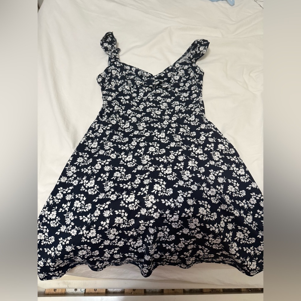 Hollister Navy and White Floral Mini Dress